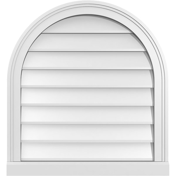Ekena Millwork Round Top Surface Mount PVC Gable Vent w/ 2"W x 2"P Brickmould Sill Frame, 24"W x 26"H GVPRT24X2603SN - main
